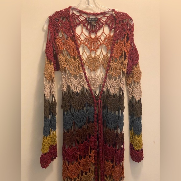 NWOT Chaska Hand Made Peru Long Open Cardigan - Picture 1 of 13